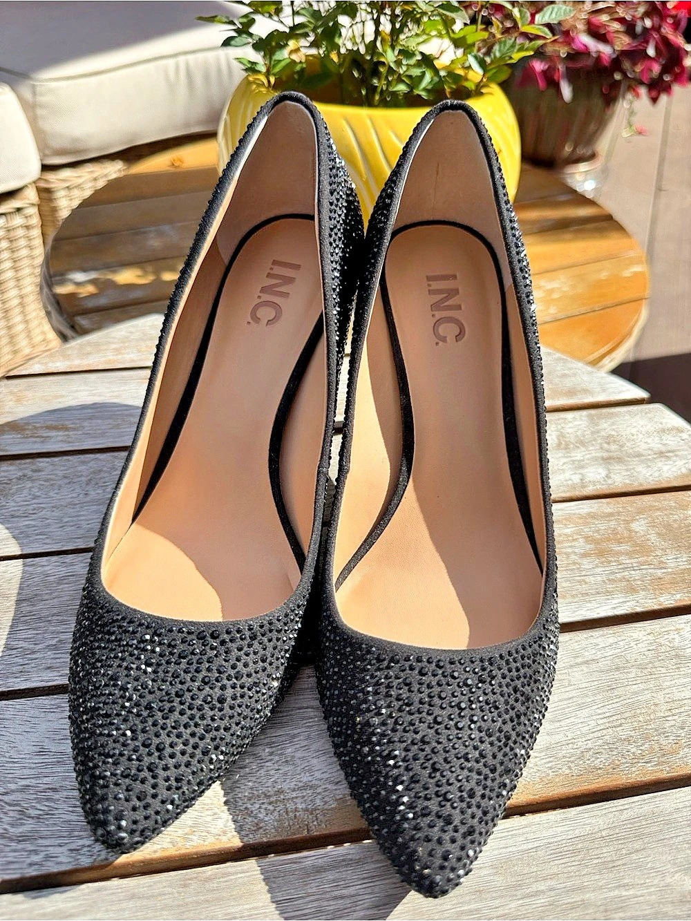 INC Rhinestone Pointed-Toe Heels Black - Picture 5 of 8